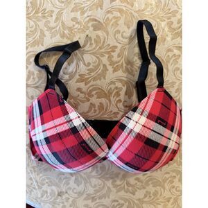 NWOT Victorias Secret Pink Bra 32DD Plaid Underwire Padded Gorgeous